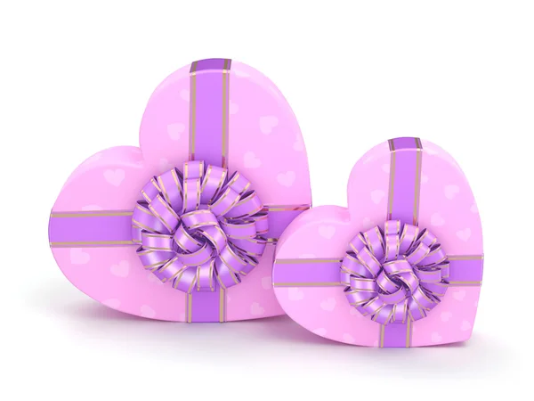 Representación 3D Cajas rosadas corazón —  Fotos de Stock