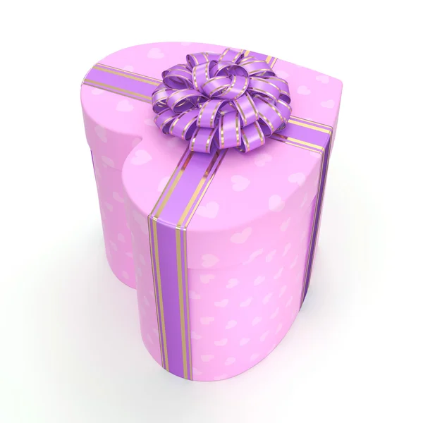 Rendering 3D Cuore scatola rosa — Foto Stock