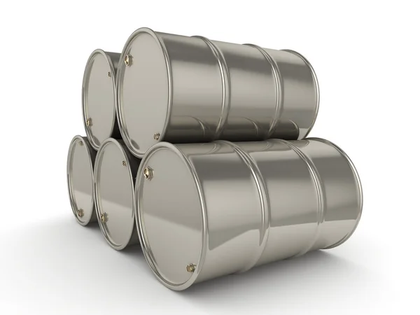 3D rendering Set chrome barrels — Stock Photo, Image