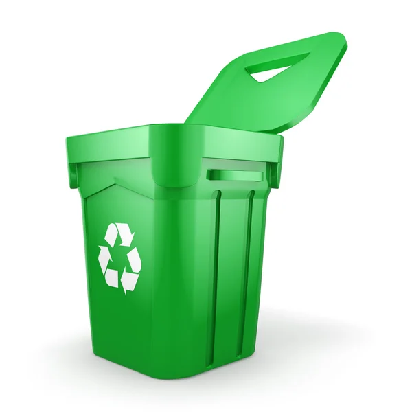 Representación 3D Papelera de reciclaje verde — Foto de Stock