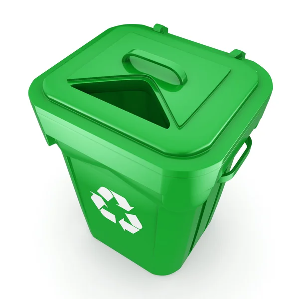 3D renderowania Green recyklingu Bin — Zdjęcie stockowe