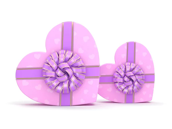 3D renderização rosa caixas coração — Fotografia de Stock