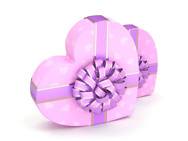 3D rendering ροζ κουτιά καρδιά — Φωτογραφία Αρχείου