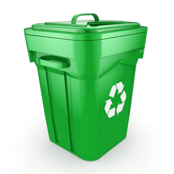 3D renderowania Green recyklingu Bin — Zdjęcie stockowe