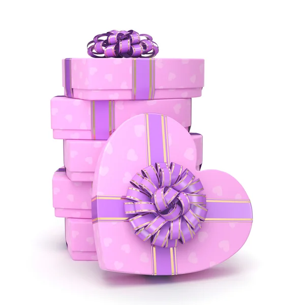 3D rendering Scatole rosa cuore — Foto Stock