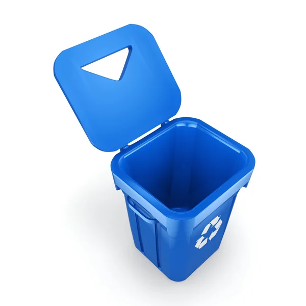 Renderização 3D Blue Recycling Bin — Fotografia de Stock