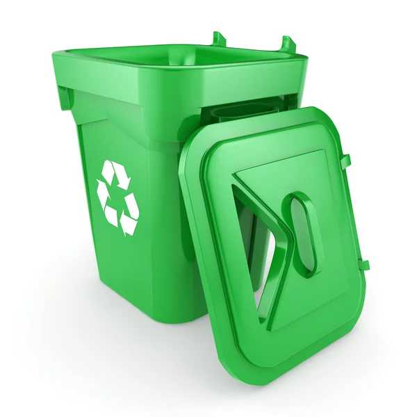 3D renderowania Green recyklingu Bin — Zdjęcie stockowe