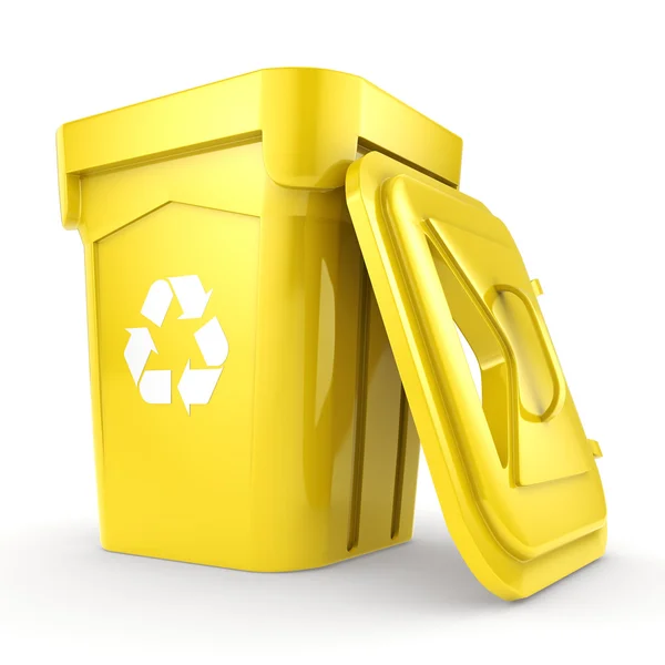 3D Render gele Recycling Bin — Stockfoto