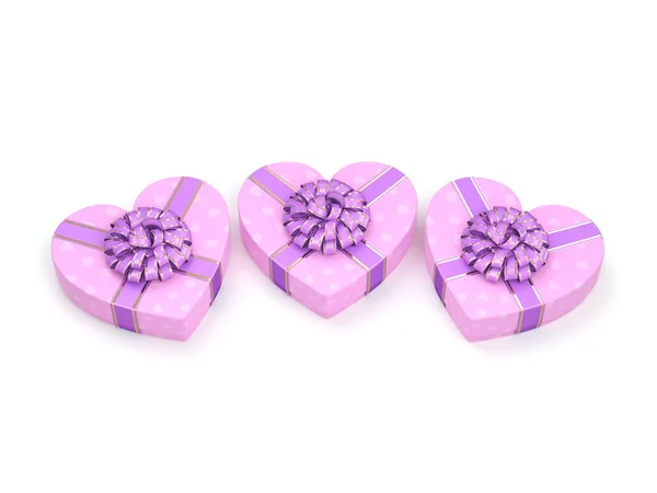 Rendu 3D Boîtes roses coeur — Photo