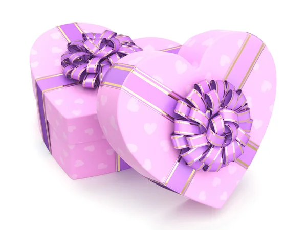 3D рендеринг Розовые коробки сердца — стоковое фото