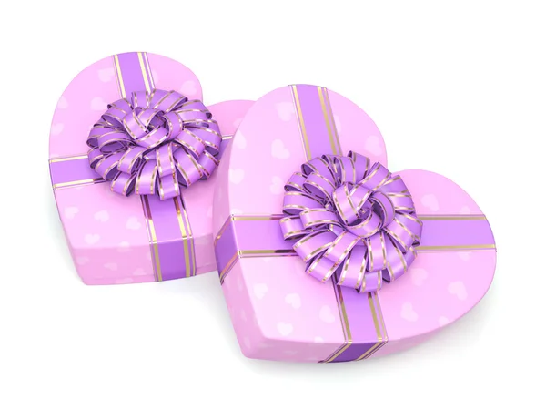 Representación 3D Cajas rosadas corazón — Foto de Stock