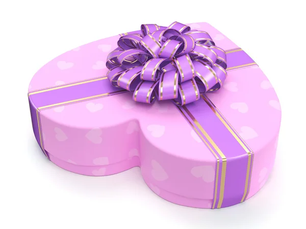 3d 렌더링 핑크 상자 마음 — 스톡 사진
