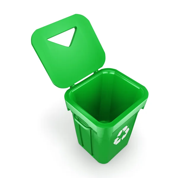 Rendering 3D Cestino di riciclaggio verde — Foto Stock