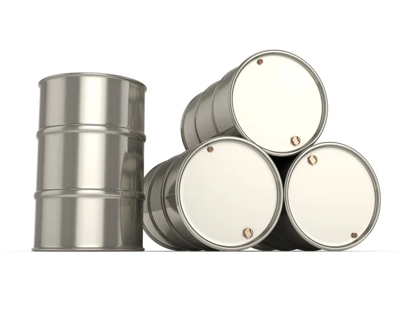 3D rendering Set chrome barrels — Stock Photo, Image