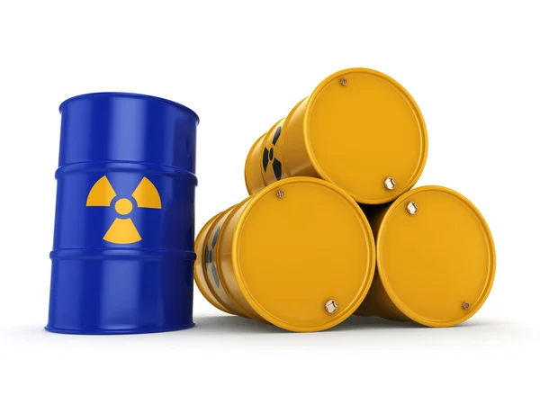 3D rendering radioactive barrels — Stock Photo, Image