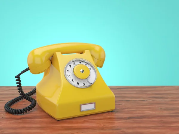 Rendering 3D vecchio telefono giallo — Foto Stock