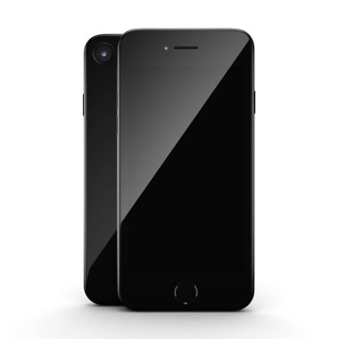 3D render siyah parlak akıllı telefon ile siyah perde