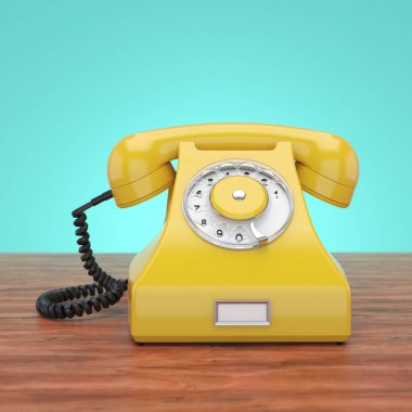 3D render eski sarı telefon