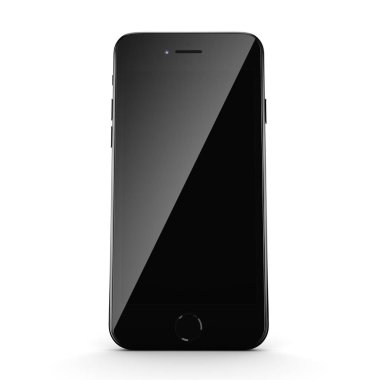 3D render siyah parlak akıllı telefon ile siyah perde