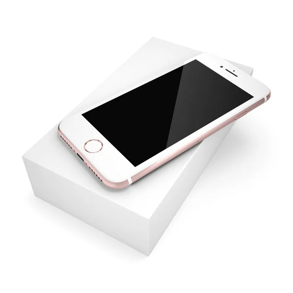 3D візуалізація рожевого смартфона з чорним екраном — стокове фото