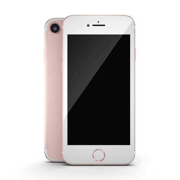 3D візуалізація рожевого смартфона в iPhone стайні з чорним екраном — стокове фото