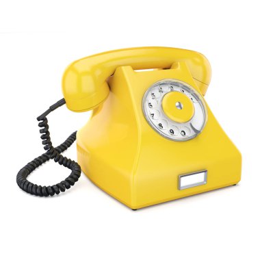 3D render eski sarı telefon
