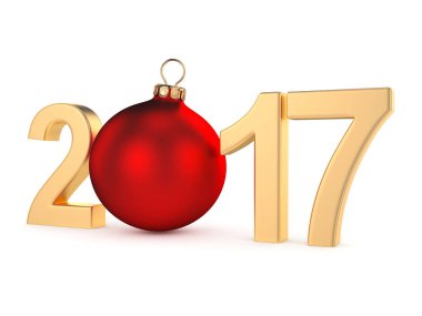 3D render 2017 yeni yıl altın basamak