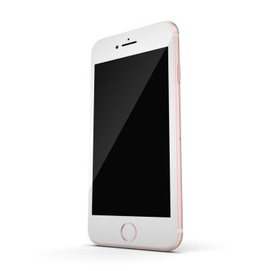 3D render pembe akıllı telefon ile siyah perde