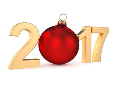3D render 2017 yeni yıl altın basamak