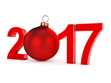 3D render 2017 yeni yıl kırmızı basamak