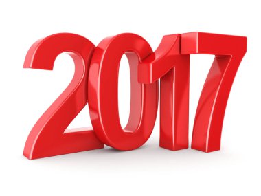 3D render 2017 yeni yıl kırmızı basamak