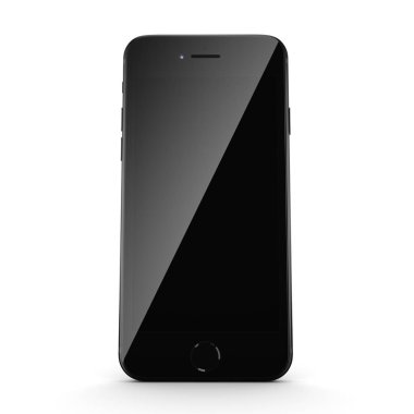 3D render siyah mat akıllı telefon ile siyah perde