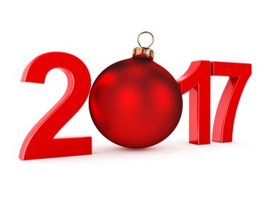 3D render 2017 yeni yıl kırmızı basamak