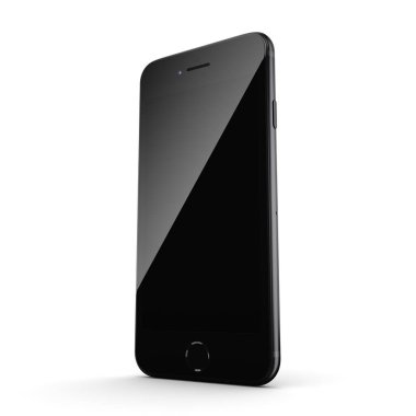 3D render siyah mat akıllı telefon ile siyah perde