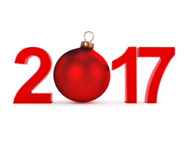 3D render 2017 yeni yıl kırmızı basamak
