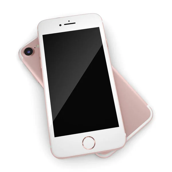 3D візуалізація рожевого смартфона з чорним екраном — стокове фото