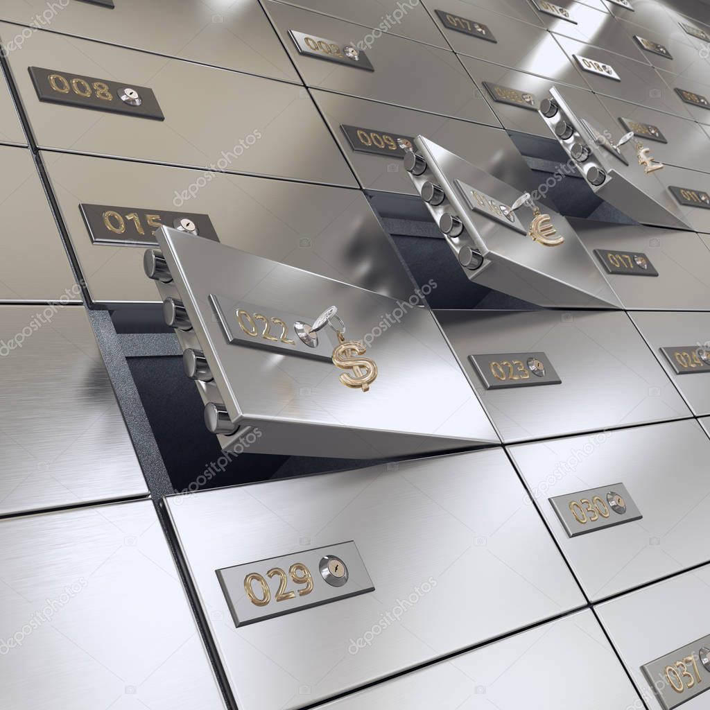 3D rendering safe deposit boxes