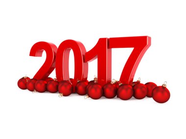 3D render 2017 yeni yıl kırmızı basamak