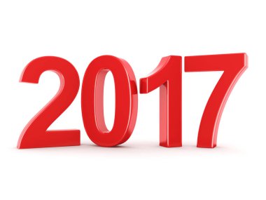 3D render 2017 yeni yıl kırmızı basamak
