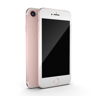 3D render pembe akıllı telefon ile siyah perde