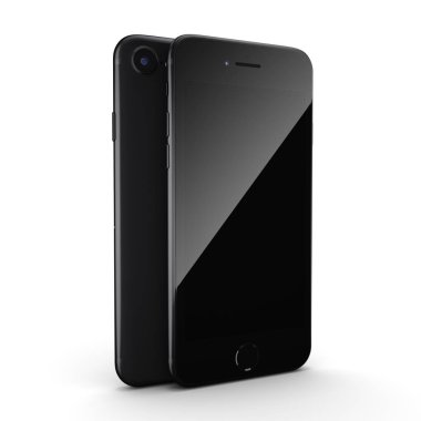 3D render siyah mat akıllı telefon ile siyah perde