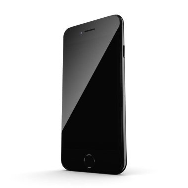 3D render siyah parlak akıllı telefon ile siyah perde