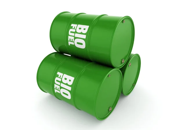 3D rendering barrels of biofuels — Stock Photo, Image