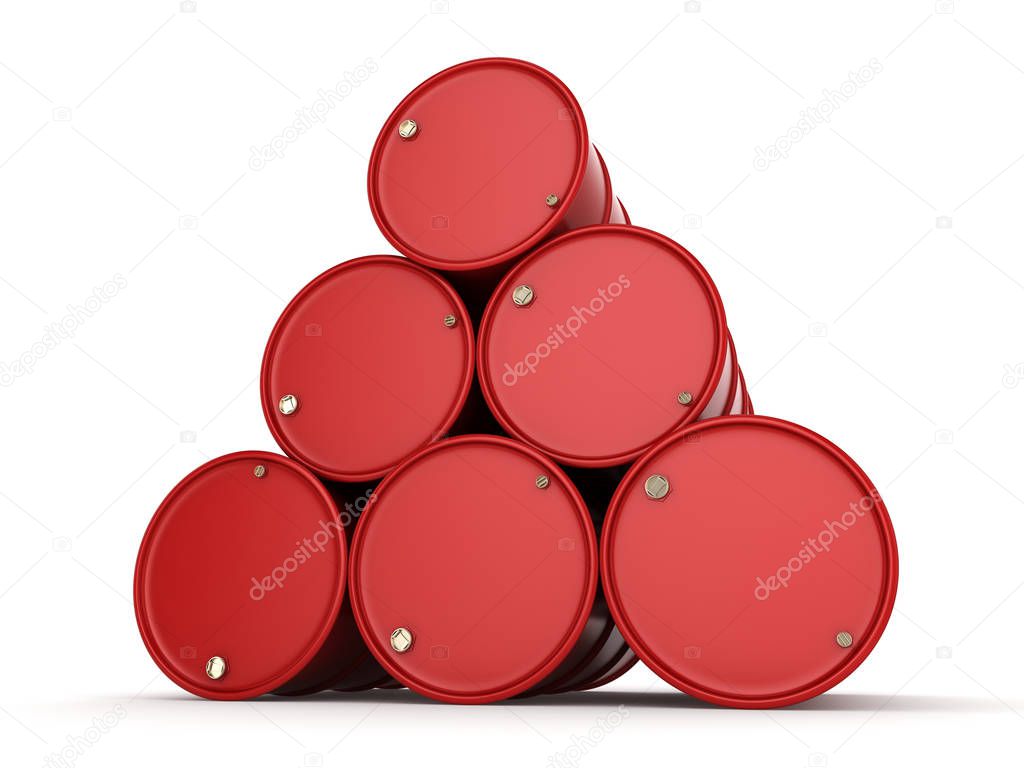 3D rendering red barrels