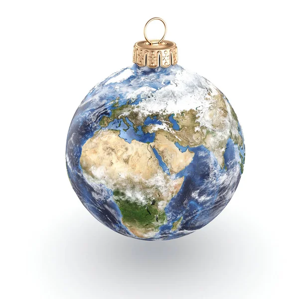 3D rendering Christmas ball Planet Earth — Stock Photo, Image