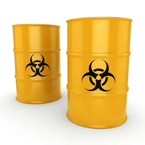 3D rendering biohazard barrels — Stock Photo, Image