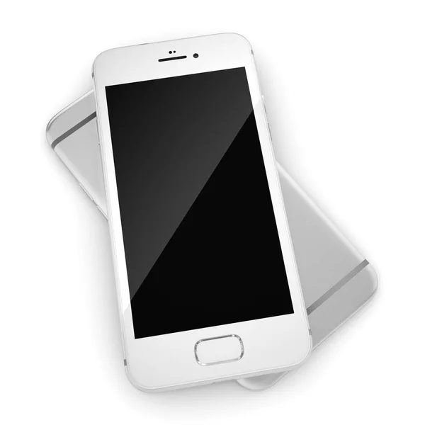 3D rendering silver smart phone with black screen — Stock Photo, Image