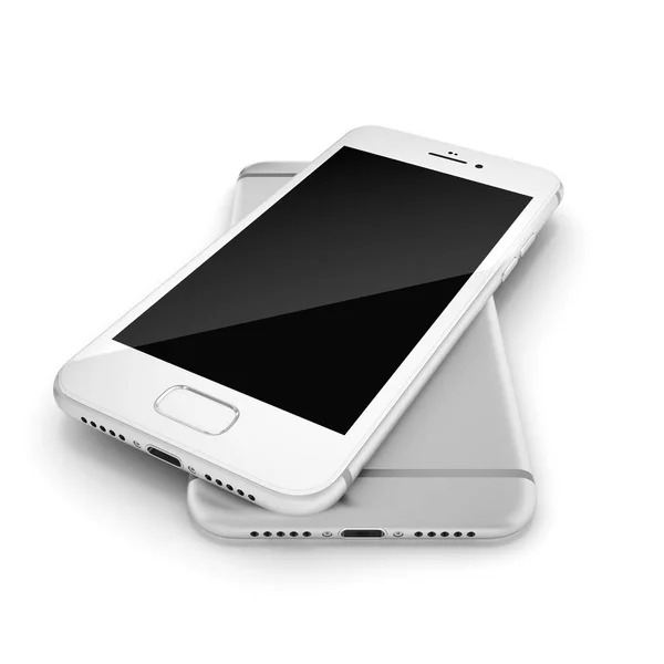 Rendering 3D argento smart phone con schermo nero — Foto Stock