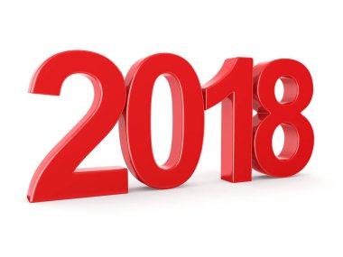 3D render 2018 yeni yıl kırmızı basamak