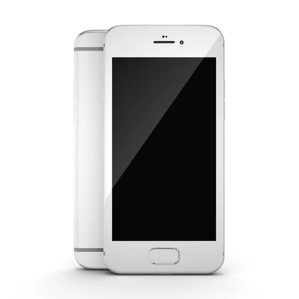 Representación 3D teléfono inteligente plateado con pantalla negra —  Fotos de Stock
